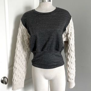 Zara Sweatshirt with Knitted Sleeves Size L